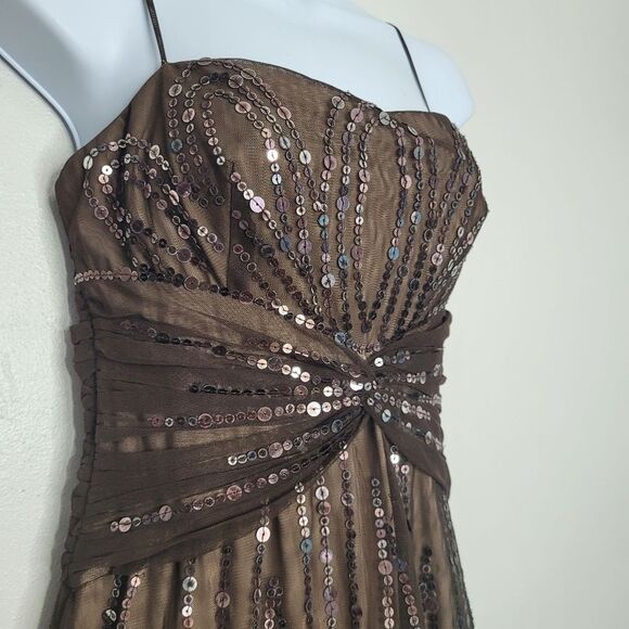 Vintage y2k BCBGMAXAZRIA brown sequins party going out dress size medium - Picture 2 of 8